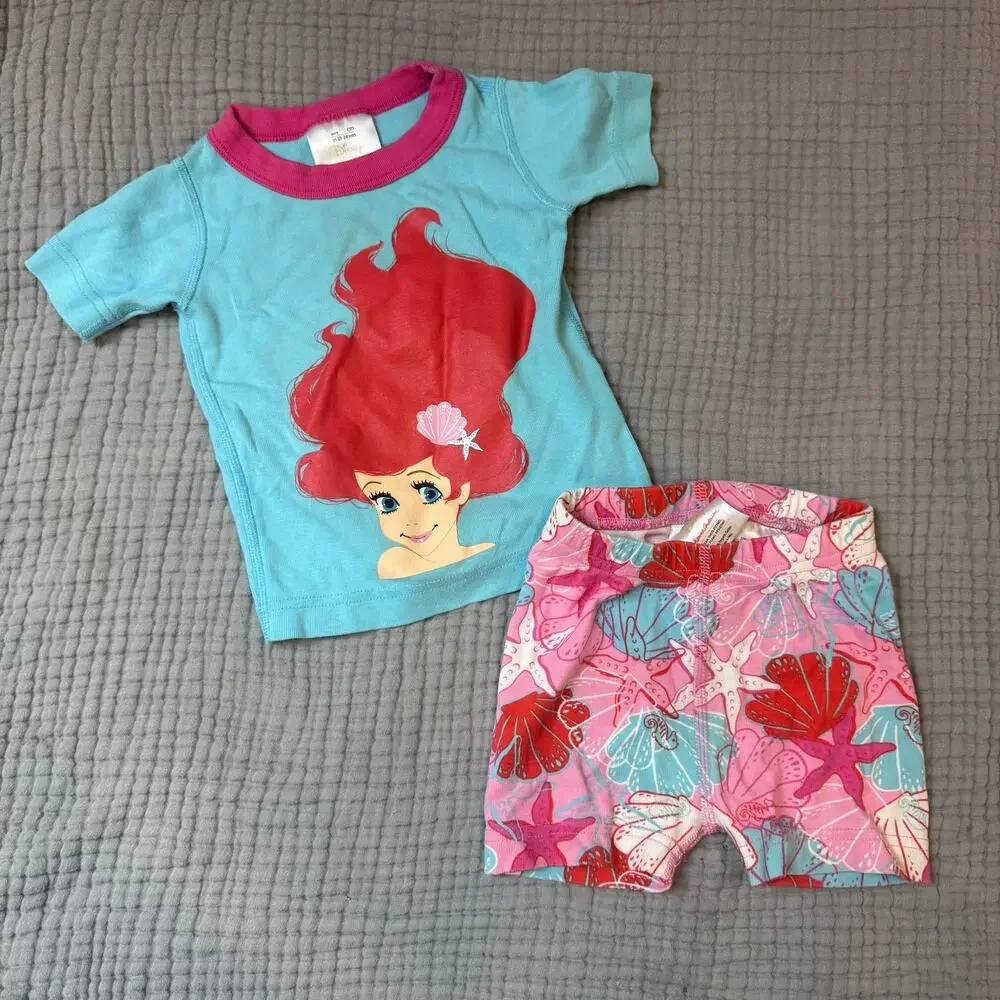 Disney Hanna Andersson Little Mermaid Ariel PJs Pajama Set 18-24 Months